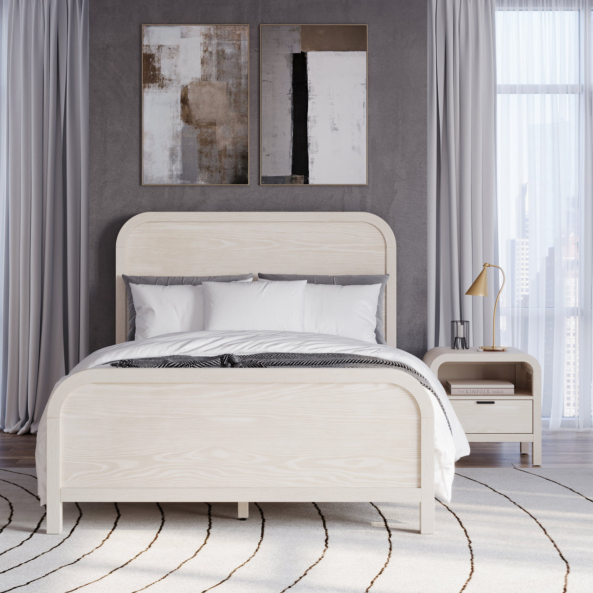 Drake One Drawer One Shelf USB-Charging Nightstand in Sugar by Modus Furniture at Eve Furniture