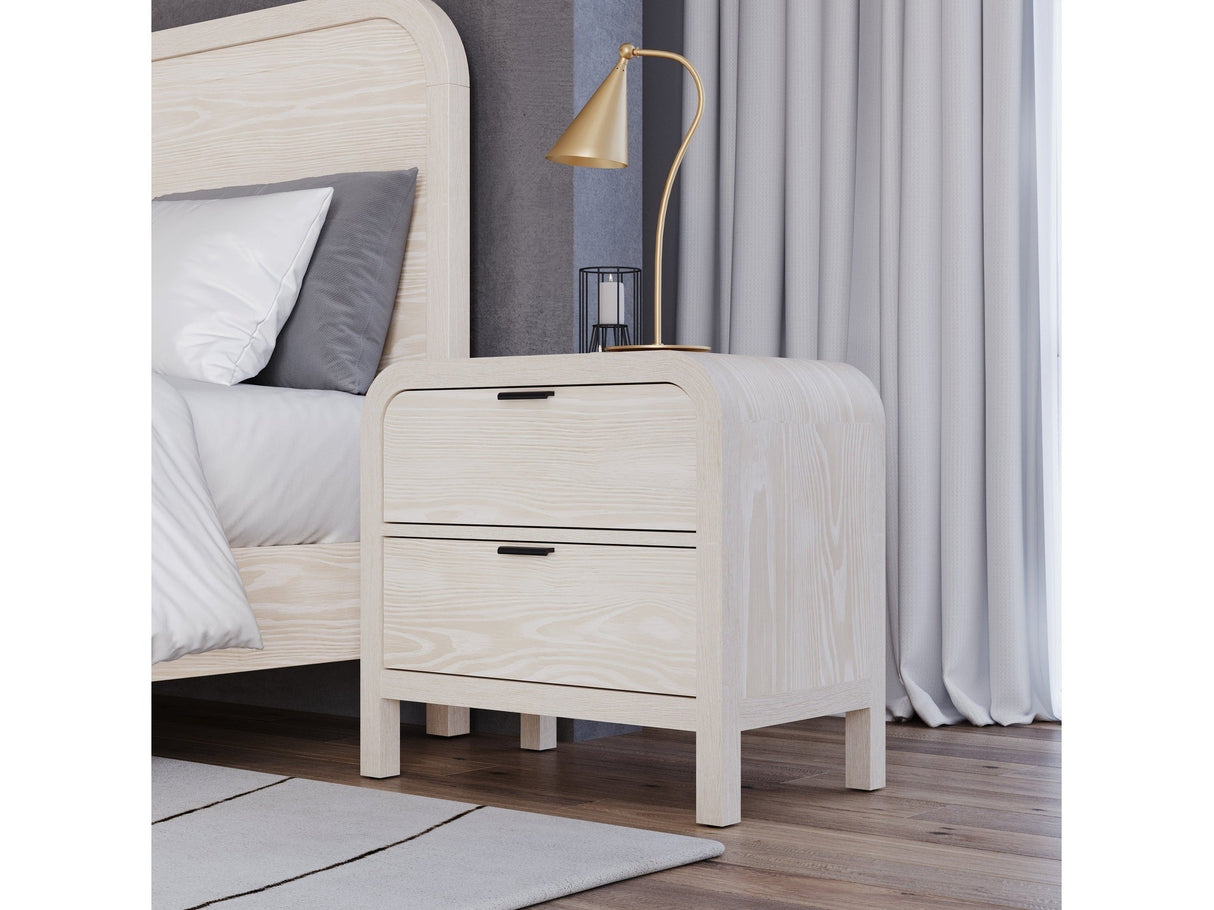 Drake Two Drawer USB-Charging Nightstand in Sugar by Modus Furniture at Eve Furniture