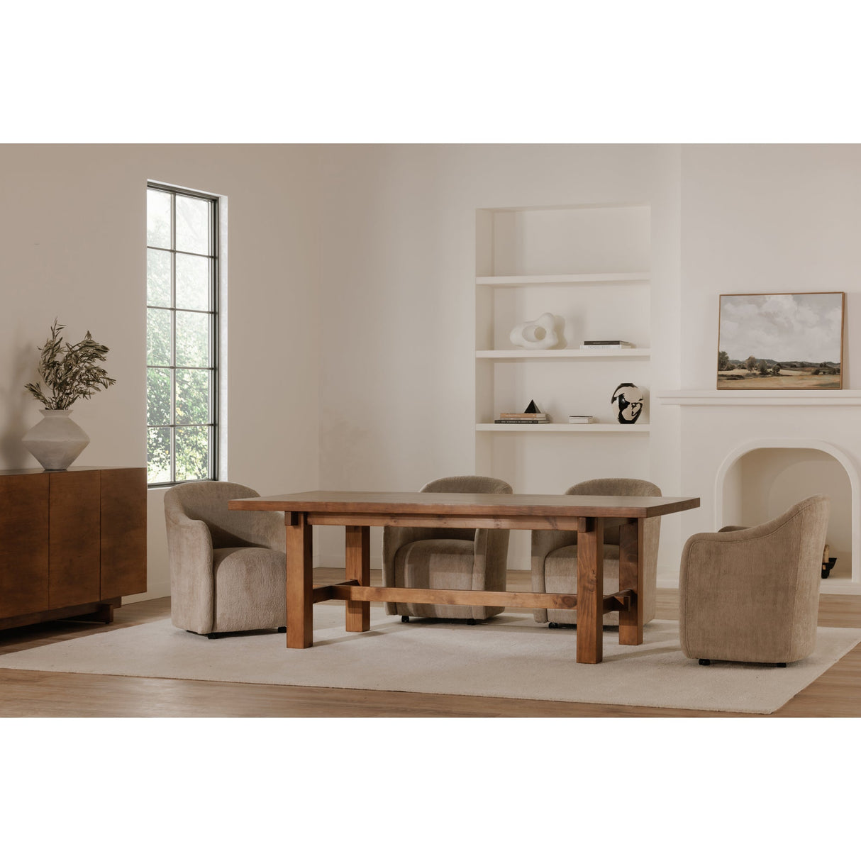 Drava Beige Rolling Dining Chair by MOES at Eve Furniture