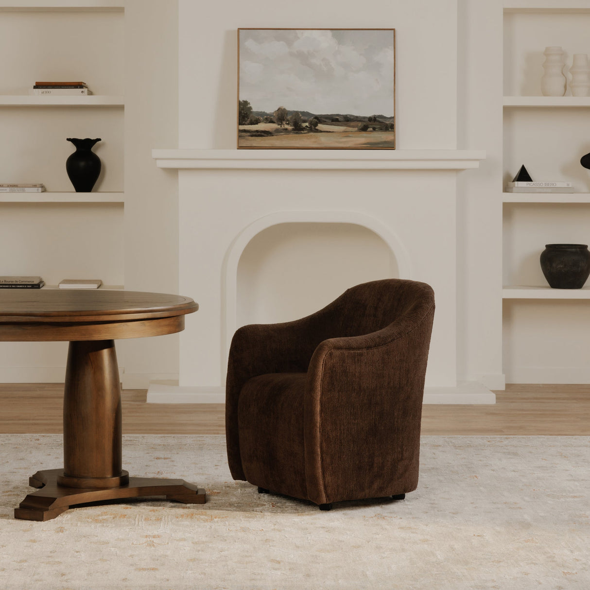 Drava Dark Brown Rolling Dining Chair by Moe's Home at Eve Furniture