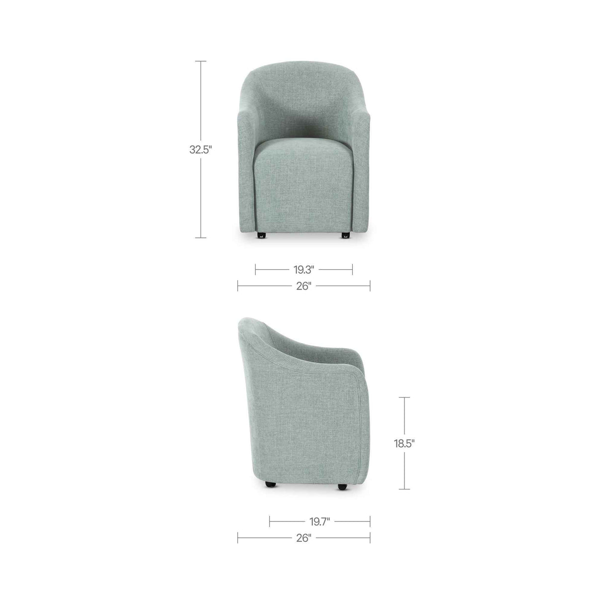 Drava Light Blue Rolling Dining Chair