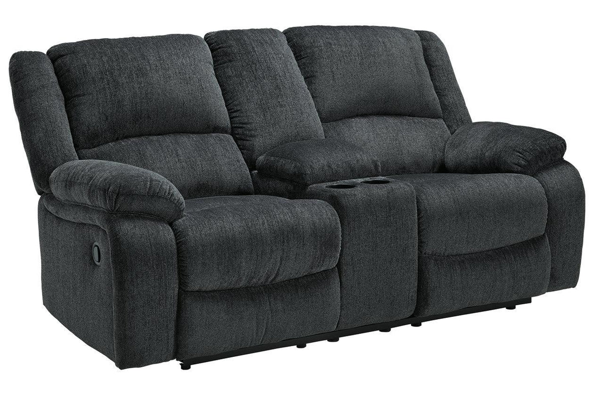Draycoll Slate Manual Reclining Loveseat with Console by Ashley at Eve Furniture