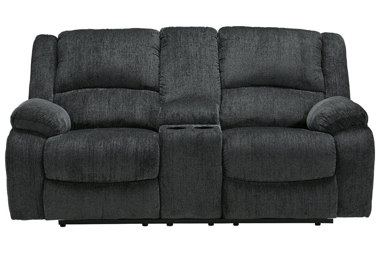 Draycoll Slate Manual Reclining Loveseat with Console by Ashley at Eve Furniture