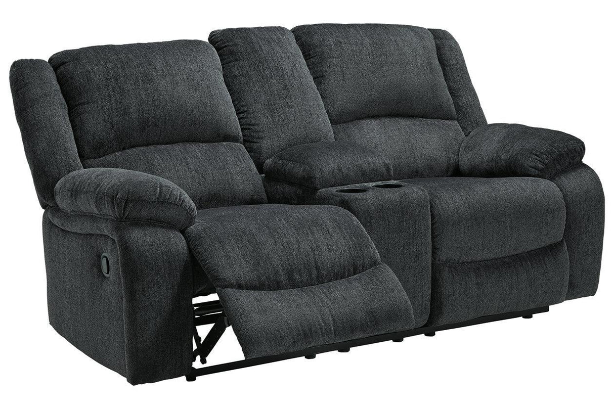 Draycoll Slate Manual Reclining Loveseat with Console by Ashley at Eve Furniture