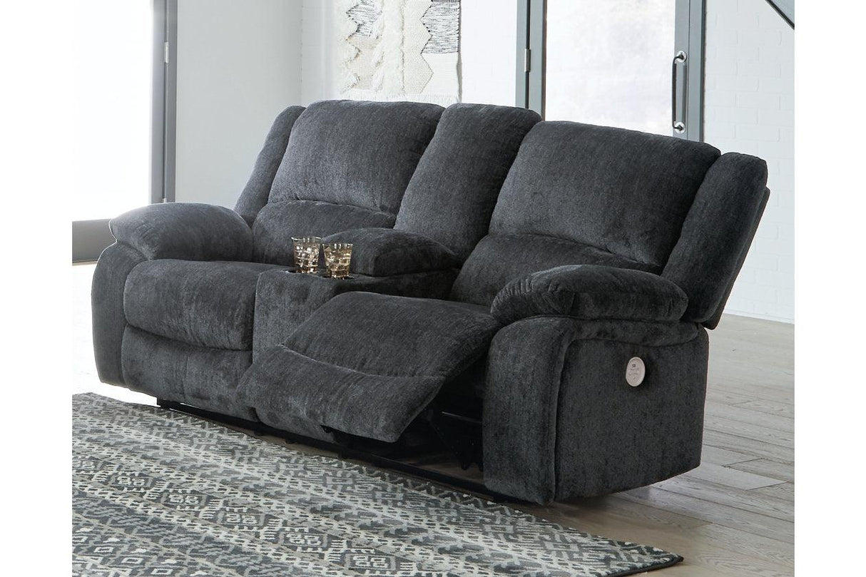 Draycoll Slate Power Reclining Loveseat with Console by Ashley at Eve Furniture