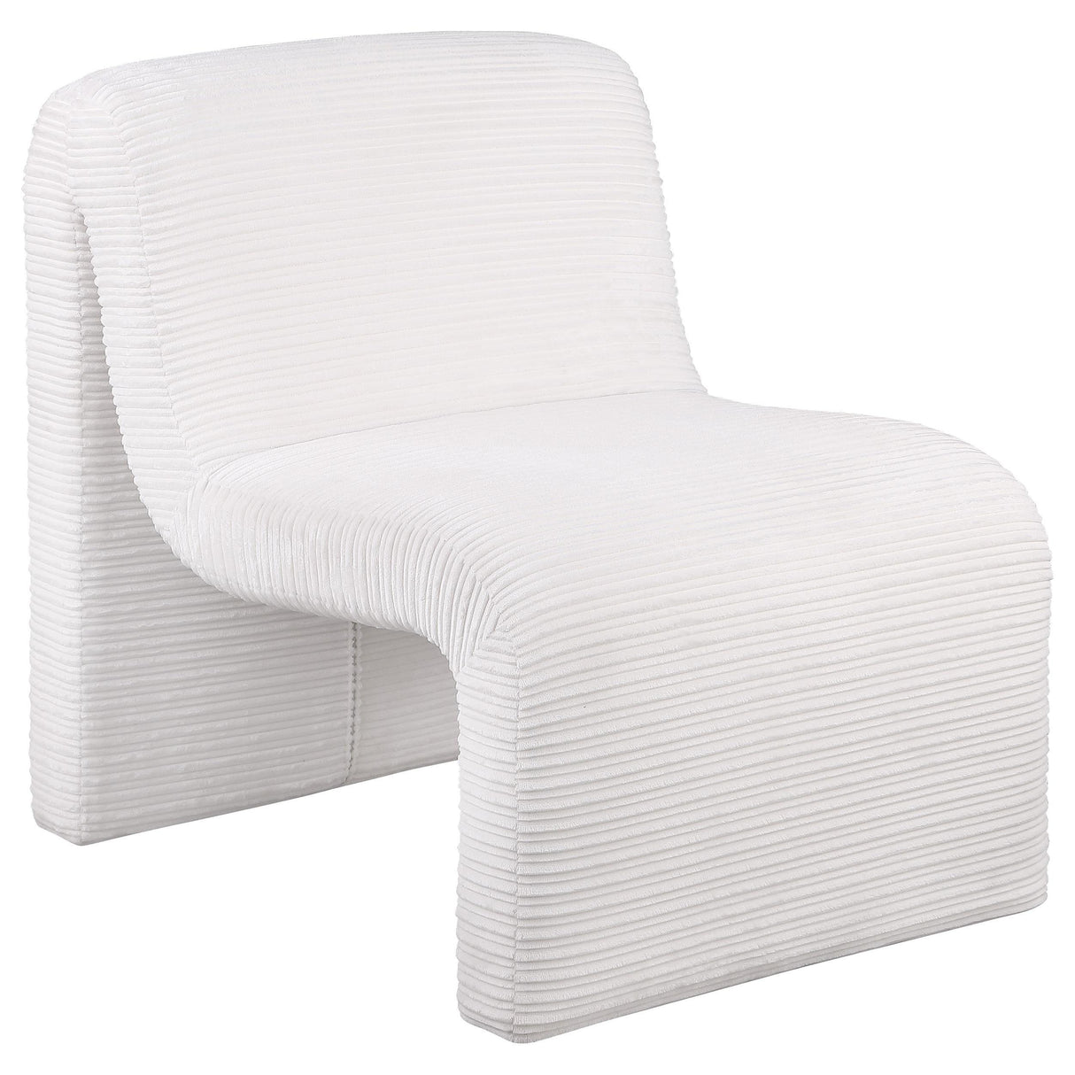 Drayton Ivory Upholstered Curved Armless Accent Chair by Coaster at Eve Furniture