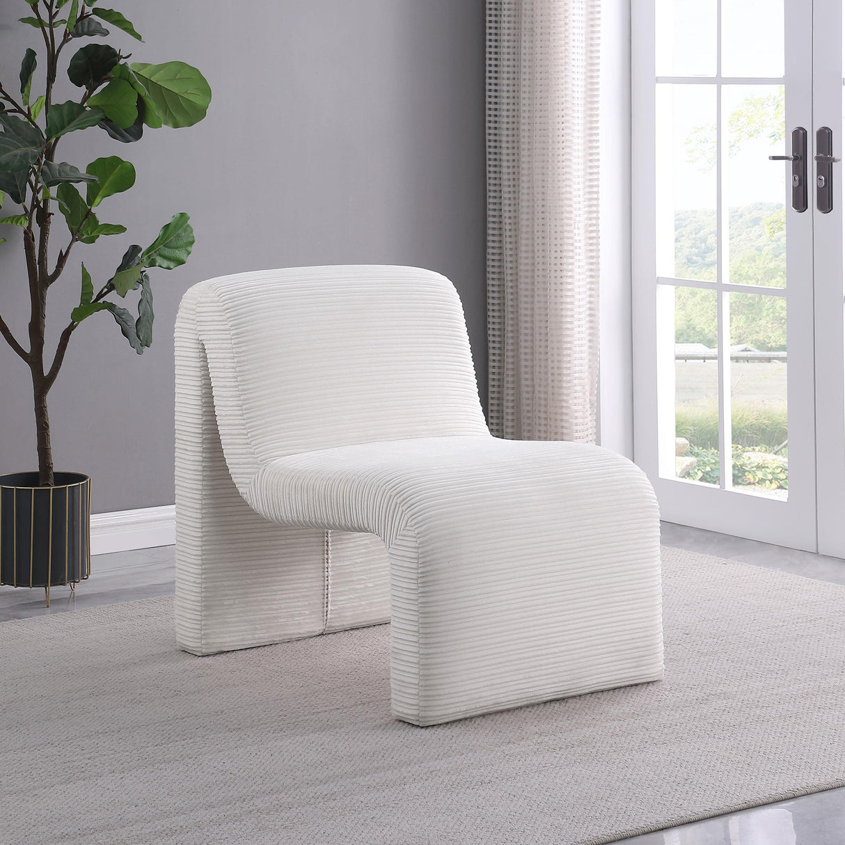 Drayton Ivory Upholstered Curved Armless Accent Chair by Coaster at Eve Furniture