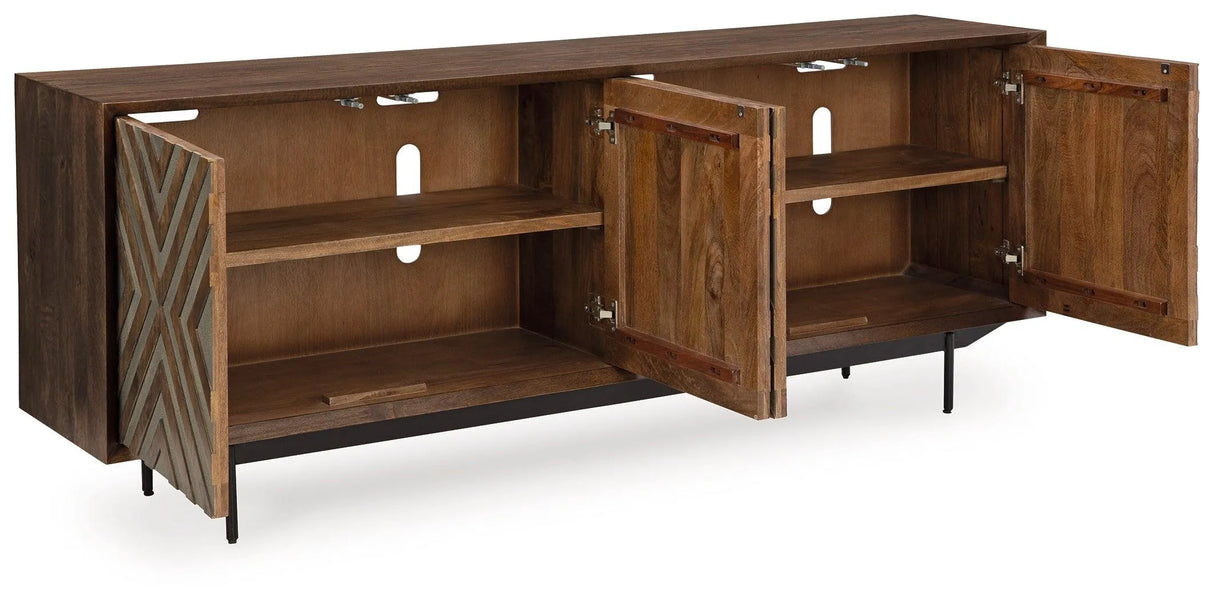 Dreggan Brown/Gold Finish Accent Cabinet by Ashley at Eve Furniture