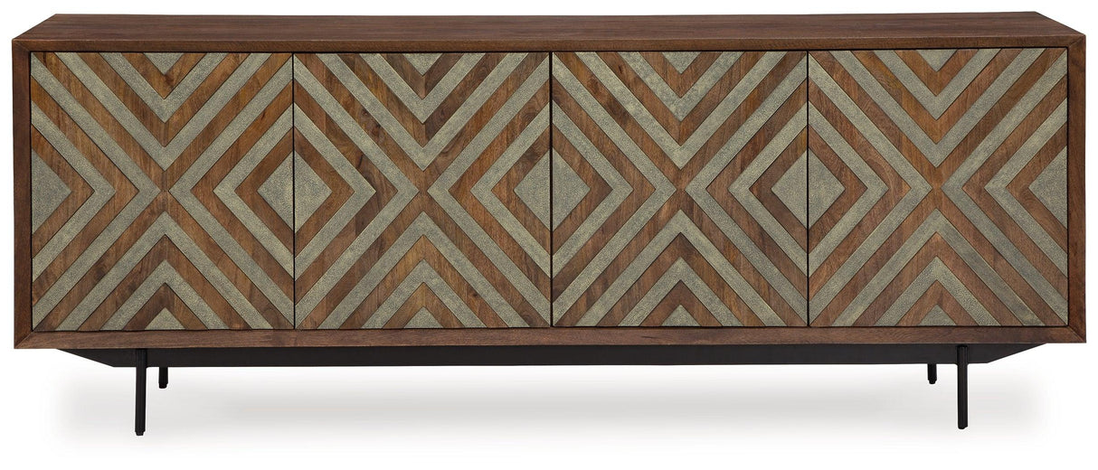 Dreggan Brown/Gold Finish Accent Cabinet by Ashley at Eve Furniture
