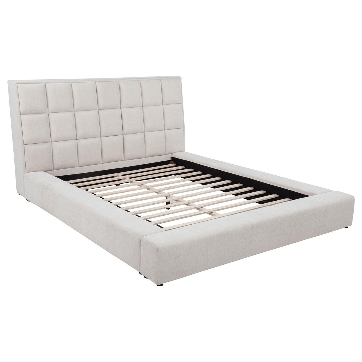 Dreux Cream Upholstered California King Panel Platform Bed by Coaster at Eve Furniture