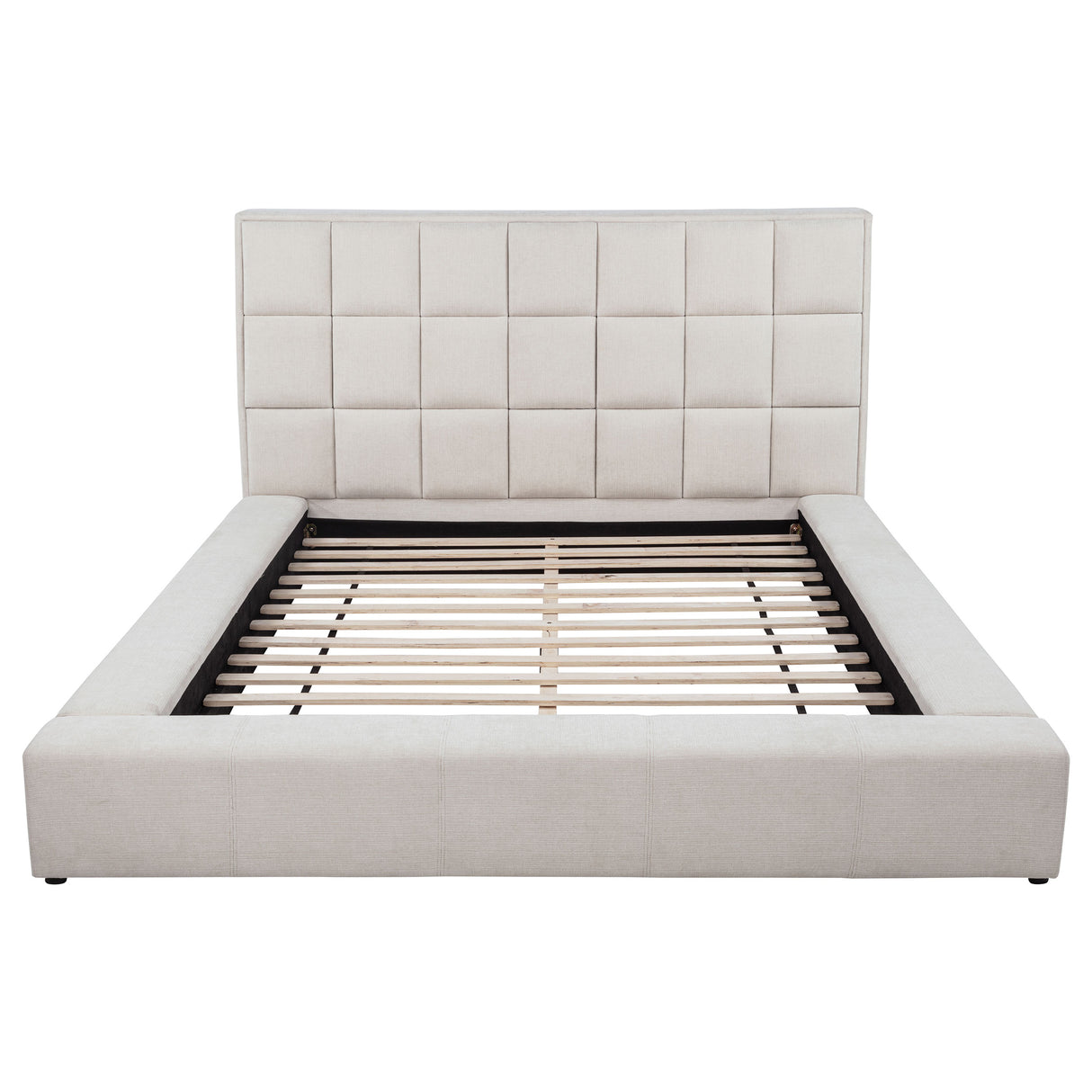 Dreux Cream Upholstered Queen Panel Platform Bed by Coaster at Eve Furniture