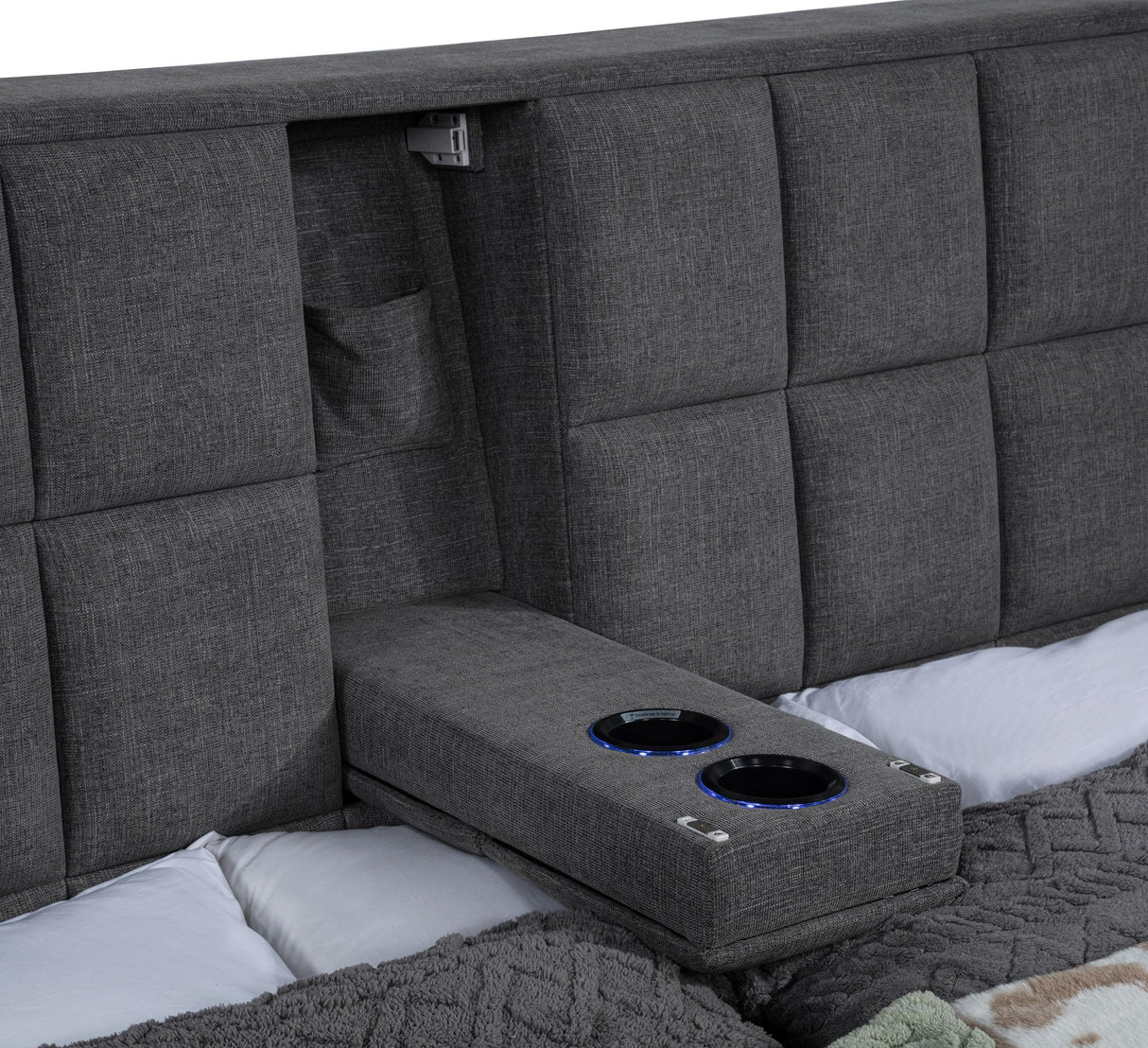 Dreux Gray Upholstered Eastern King Panel Platform Bed by Coaster at Eve Furniture