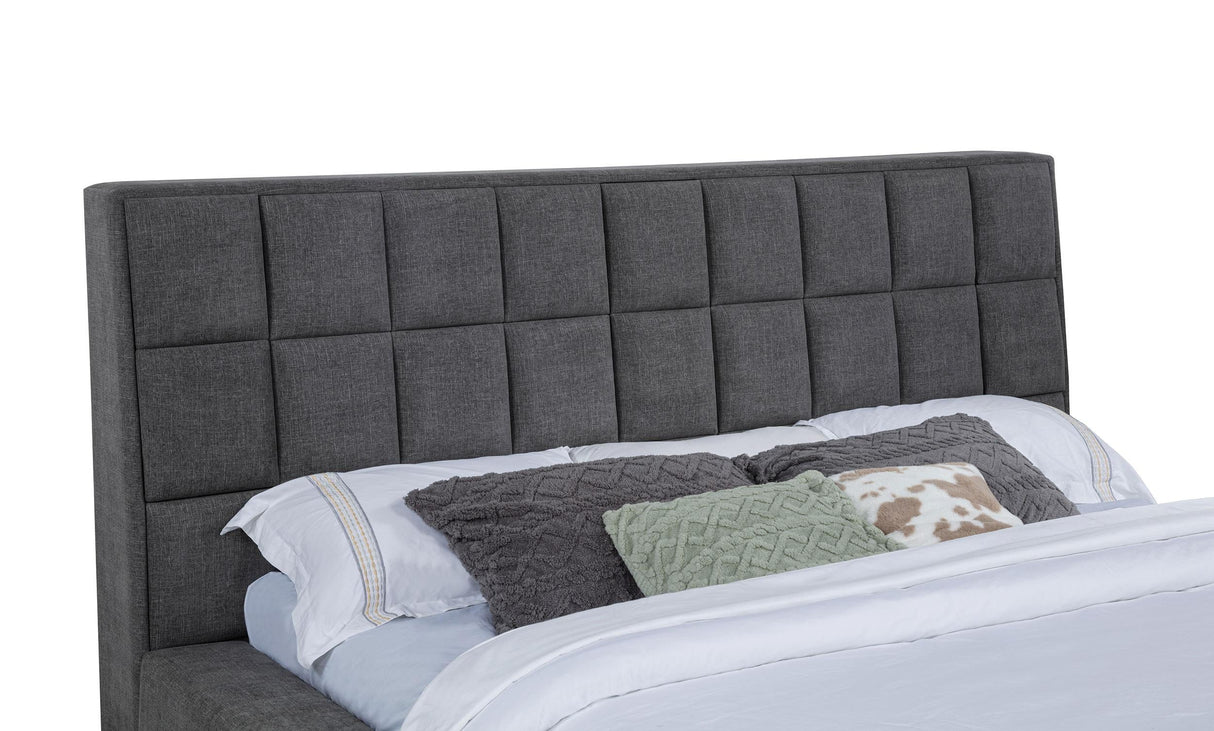 Dreux Gray Upholstered Eastern King Panel Platform Bed by Coaster at Eve Furniture