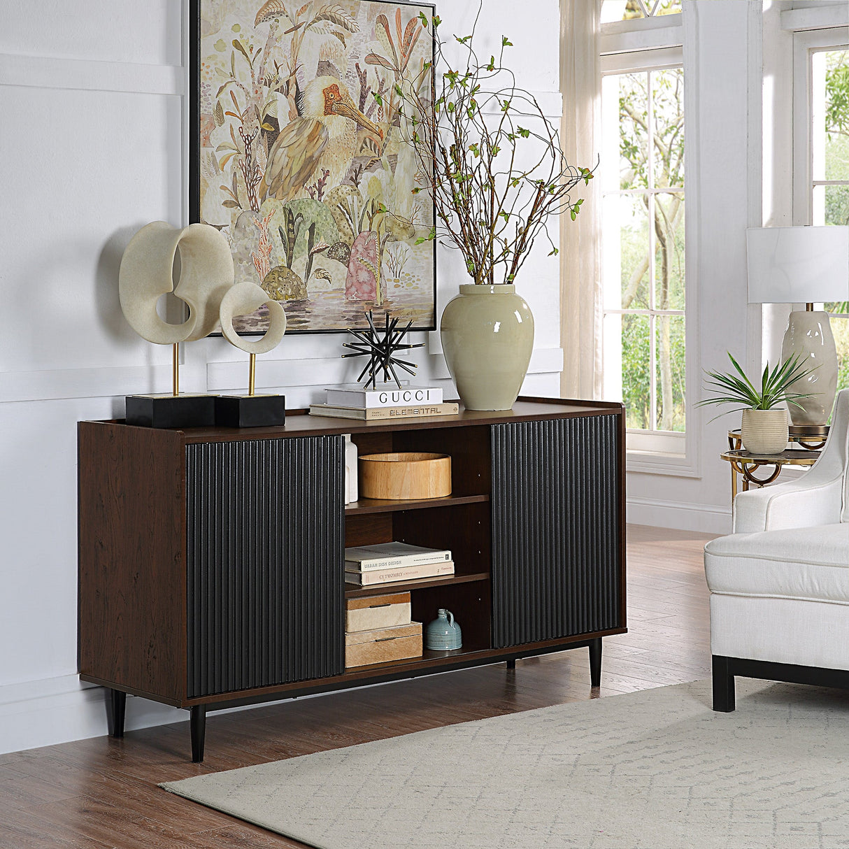 Duane 4 Piece Living Room Set in Dark Brown and Black by Manhattan Comfort at Eve Furniture