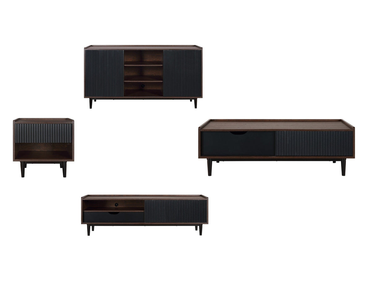 Duane 4 Piece Living Room Set in Dark Brown and Black by Manhattan Comfort at Eve Furniture