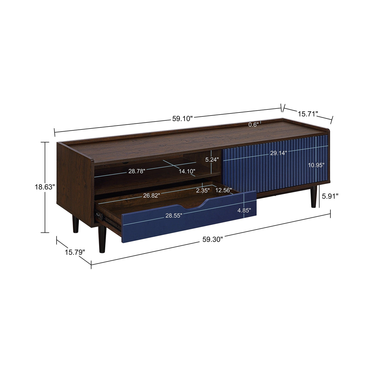 Duane 4 Piece Living Room Set in Dark Brown and Navy Blue by Manhattan Comfort at Eve Furniture