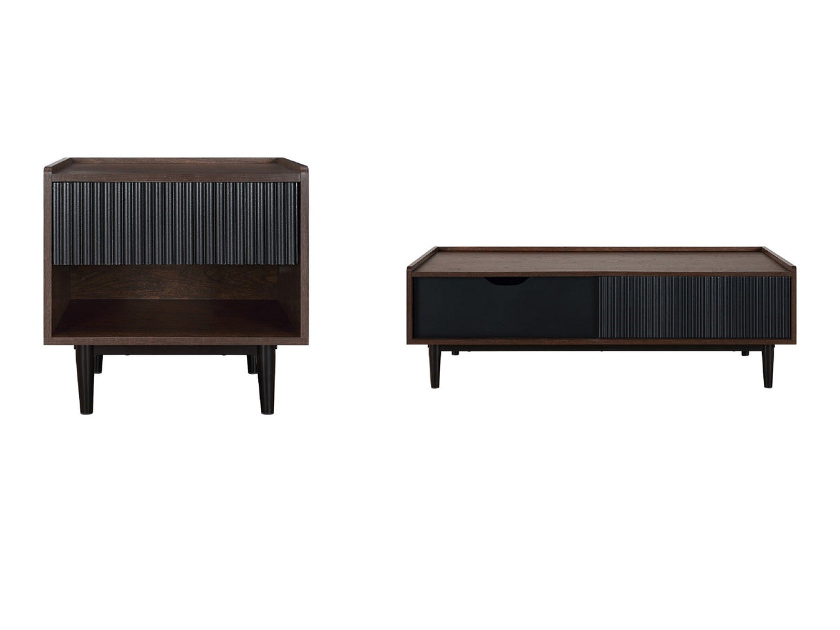Duane End Table and Coffee Table in Dark Brown and Black by Manhattan Comfort at Eve Furniture