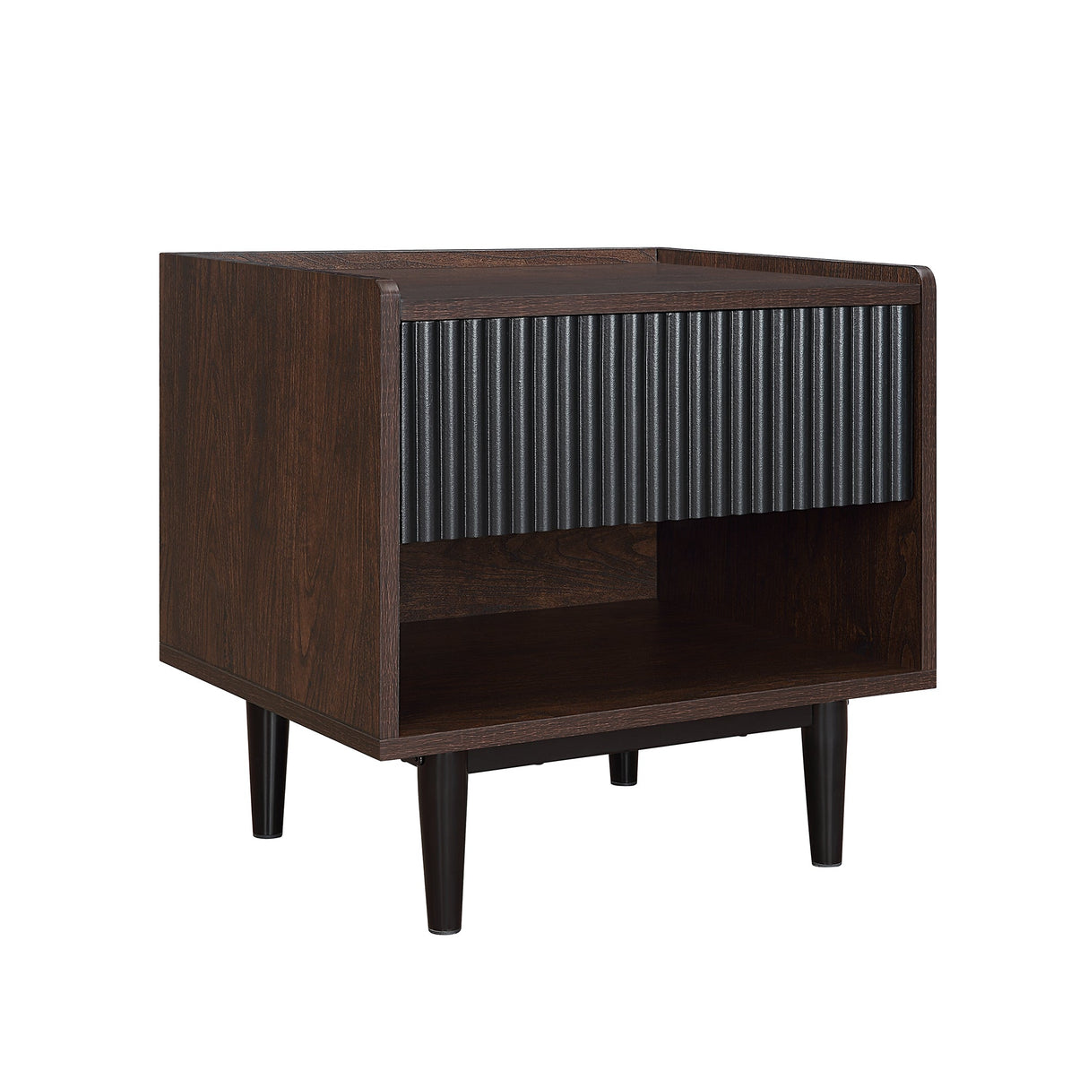 Duane Nightstand in Dark Brown and Black by Manhattan Comfort at Eve Furniture