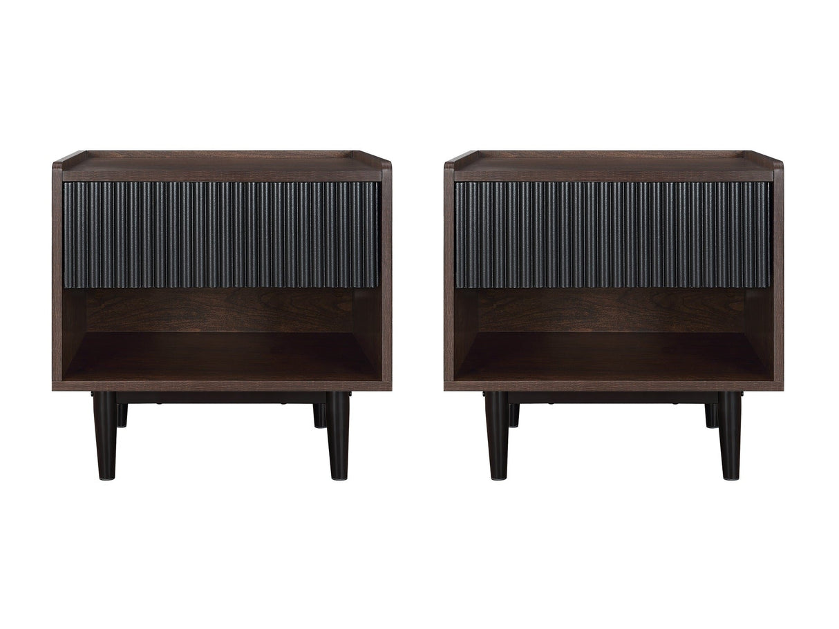Duane Nightstand in Dark Brown and Black (set of 2) by Manhattan Comfort at Eve Furniture