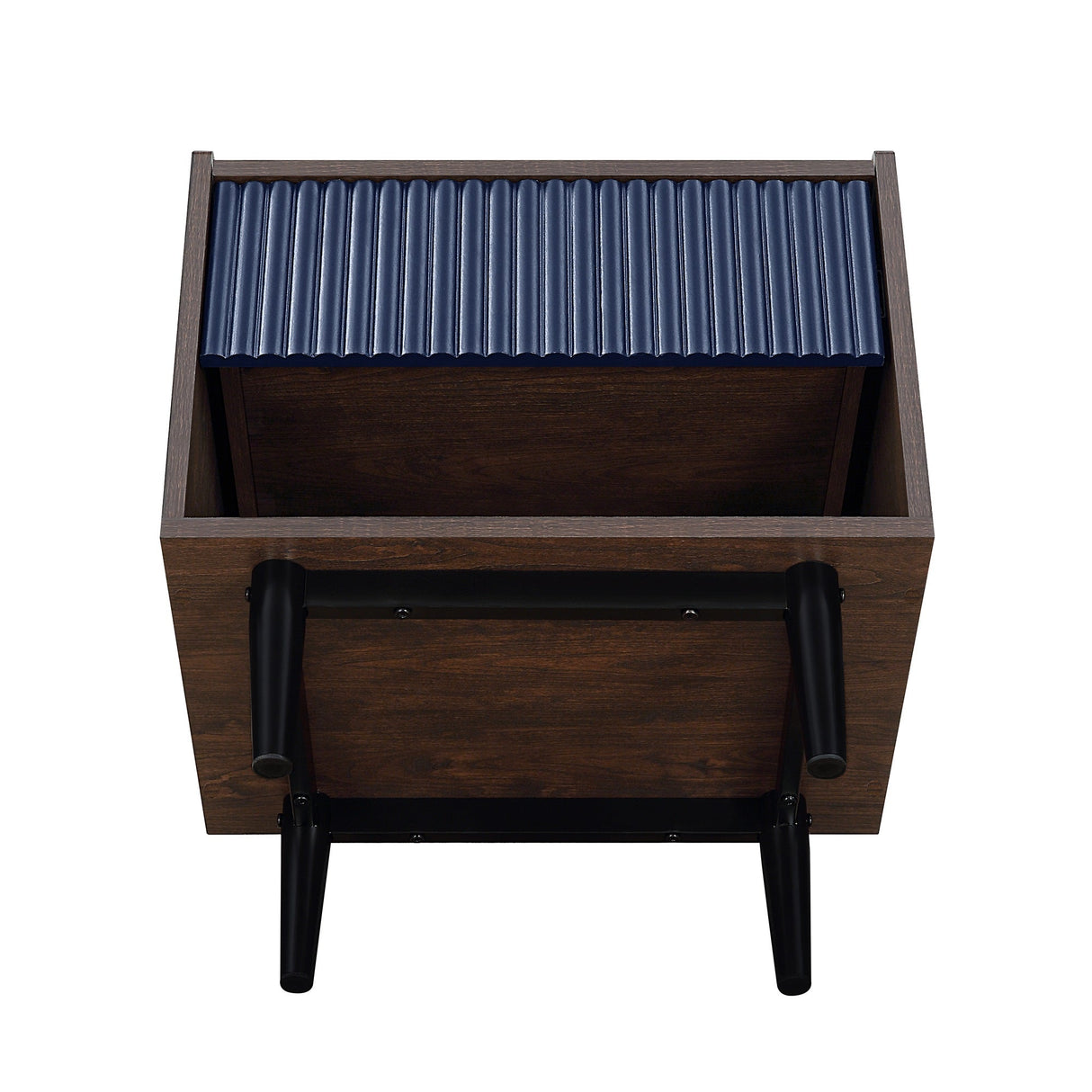 Duane Nightstand in Dark Brown and Navy Blue by Manhattan Comfort at Eve Furniture