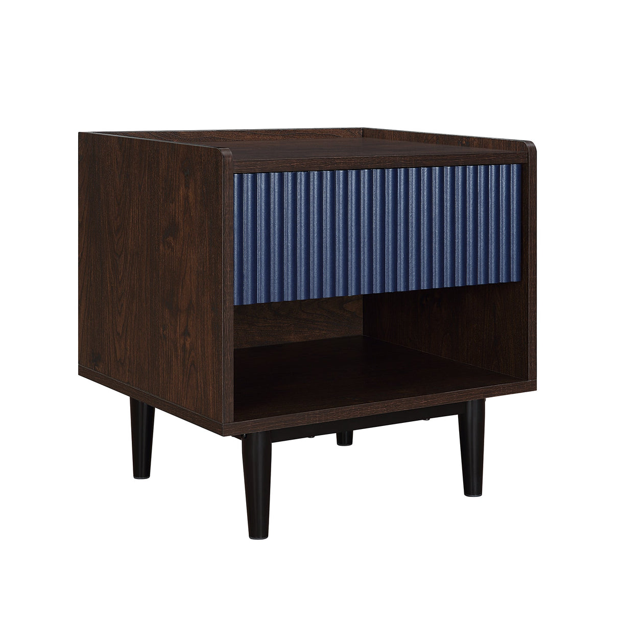 Duane Nightstand in Dark Brown and Navy Blue by Manhattan Comfort at Eve Furniture