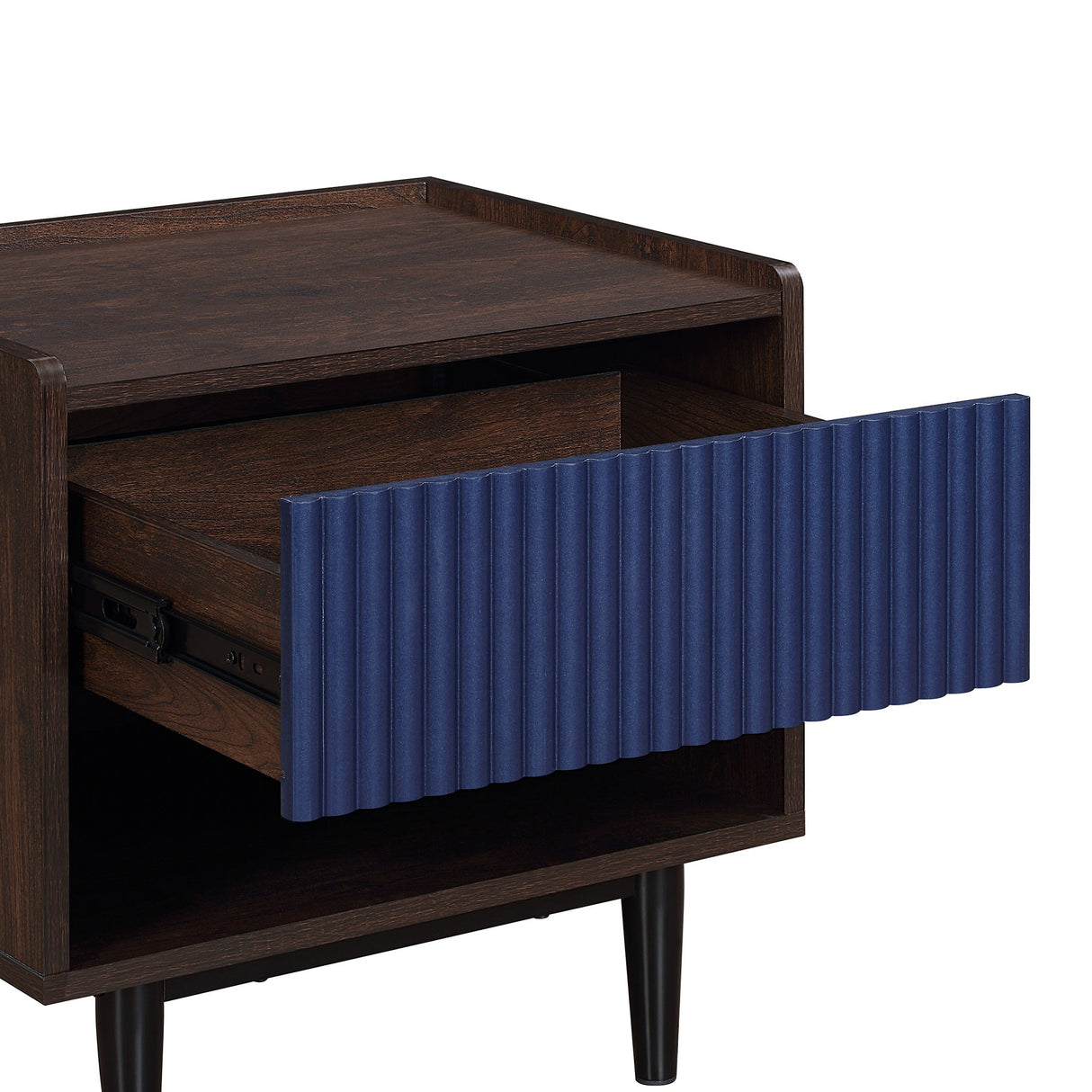 Duane Nightstand in Dark Brown and Navy Blue by Manhattan Comfort at Eve Furniture