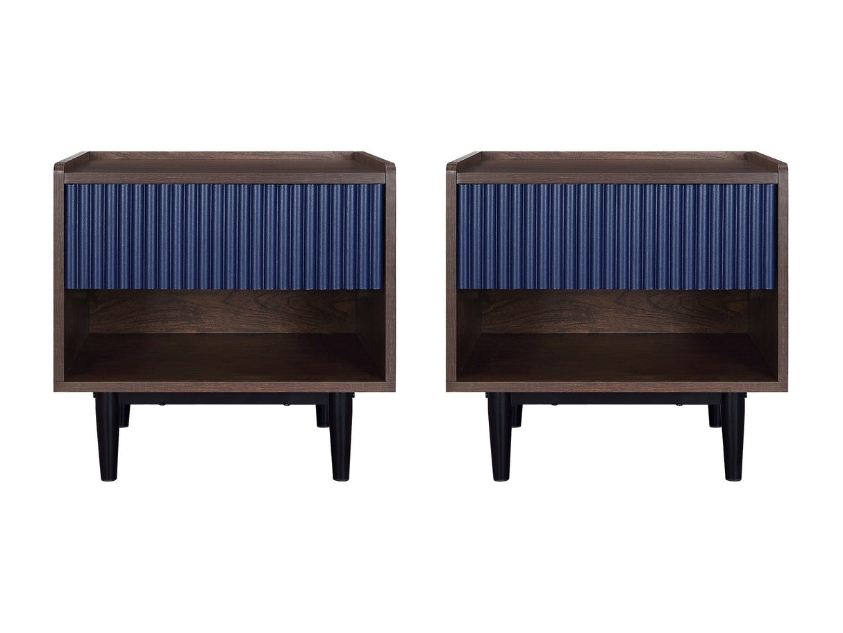 Duane Nightstand in Dark Brown and Navy Blue (set of 2) by Manhattan Comfort at Eve Furniture