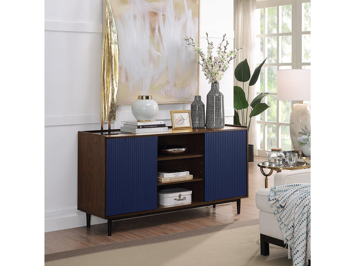 Duane Sideboard in Dark Brown and Navy Blue by Manhattan Comfort at Eve Furniture
