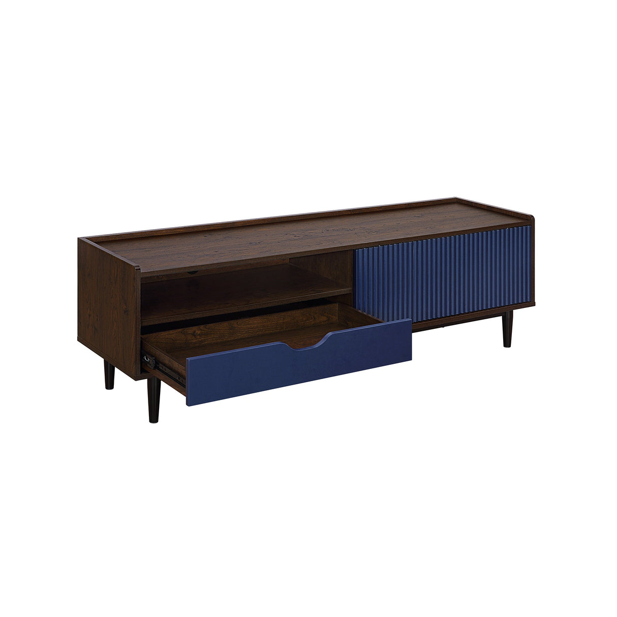 Duane TV Stand in Dark Brown and Navy Blue by Manhattan Comfort at Eve Furniture
