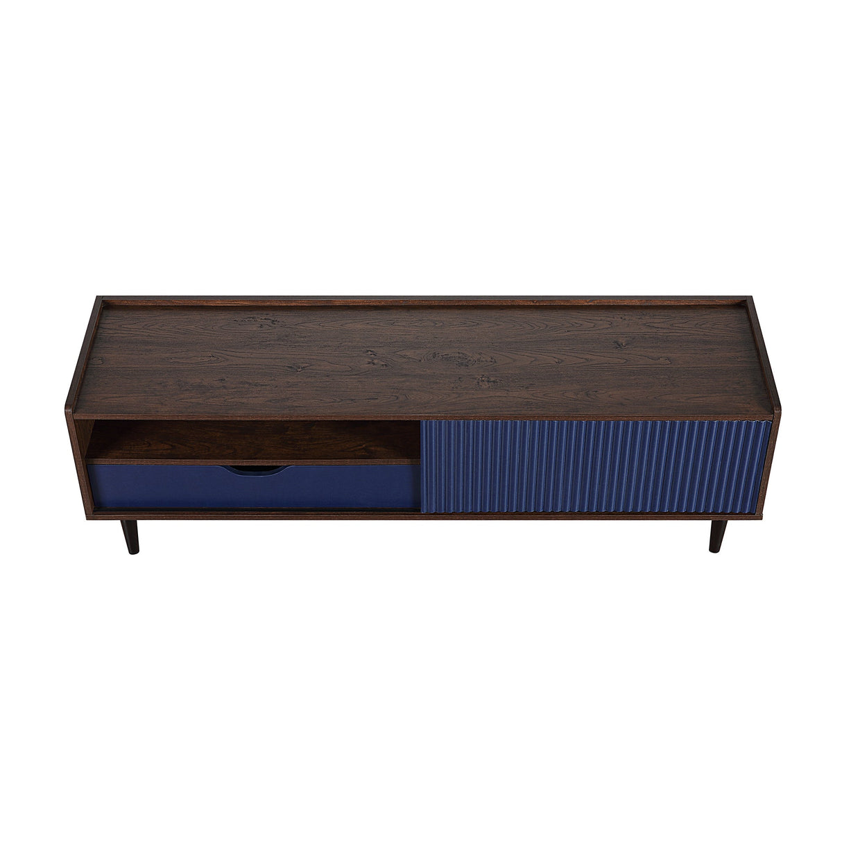 Duane TV Stand in Dark Brown and Navy Blue by Manhattan Comfort at Eve Furniture