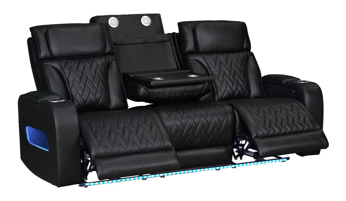 Dubai Black 3-Piece Power Reclining Set by Happy Homes at Eve Furniture
