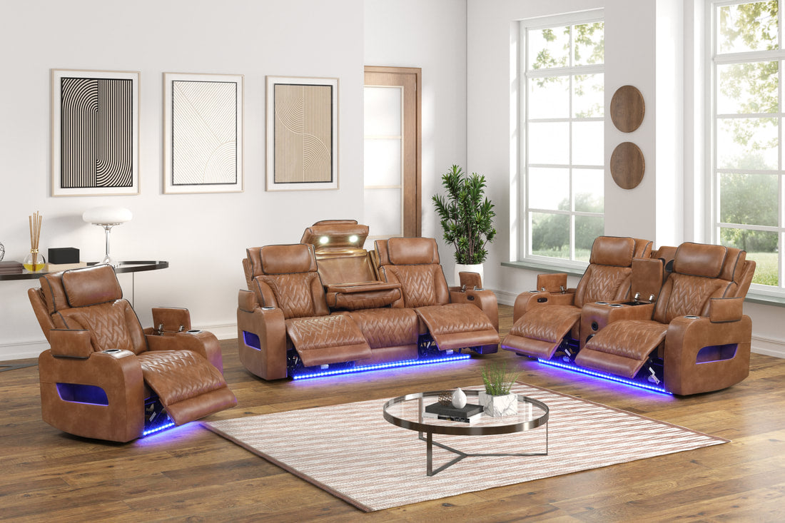 Dubai Brown 3-Piece Power Reclining Set by Happy Homes at Eve Furniture