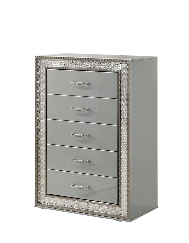 Dubai Metallic Silver Bedroom Set by New Era Innovations at Eve Furniture