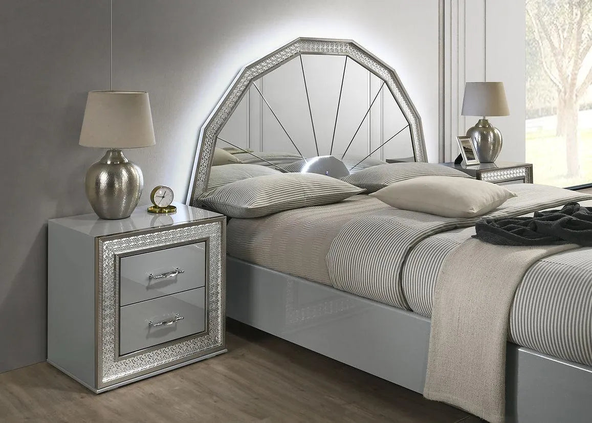 Dubai Metallic Silver Bedroom Set by New Era Innovations at Eve Furniture