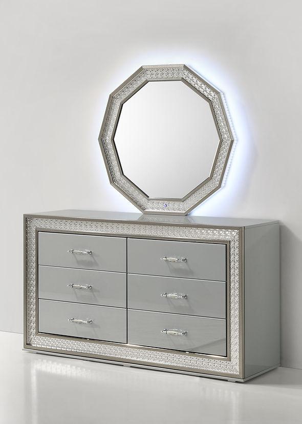 Dubai Metallic Silver Bedroom Set by New Era Innovations at Eve Furniture