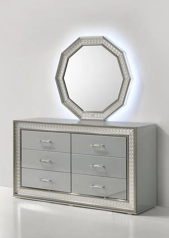 Dubai Metallic Silver Bedroom Set by New Era Innovations at Eve Furniture