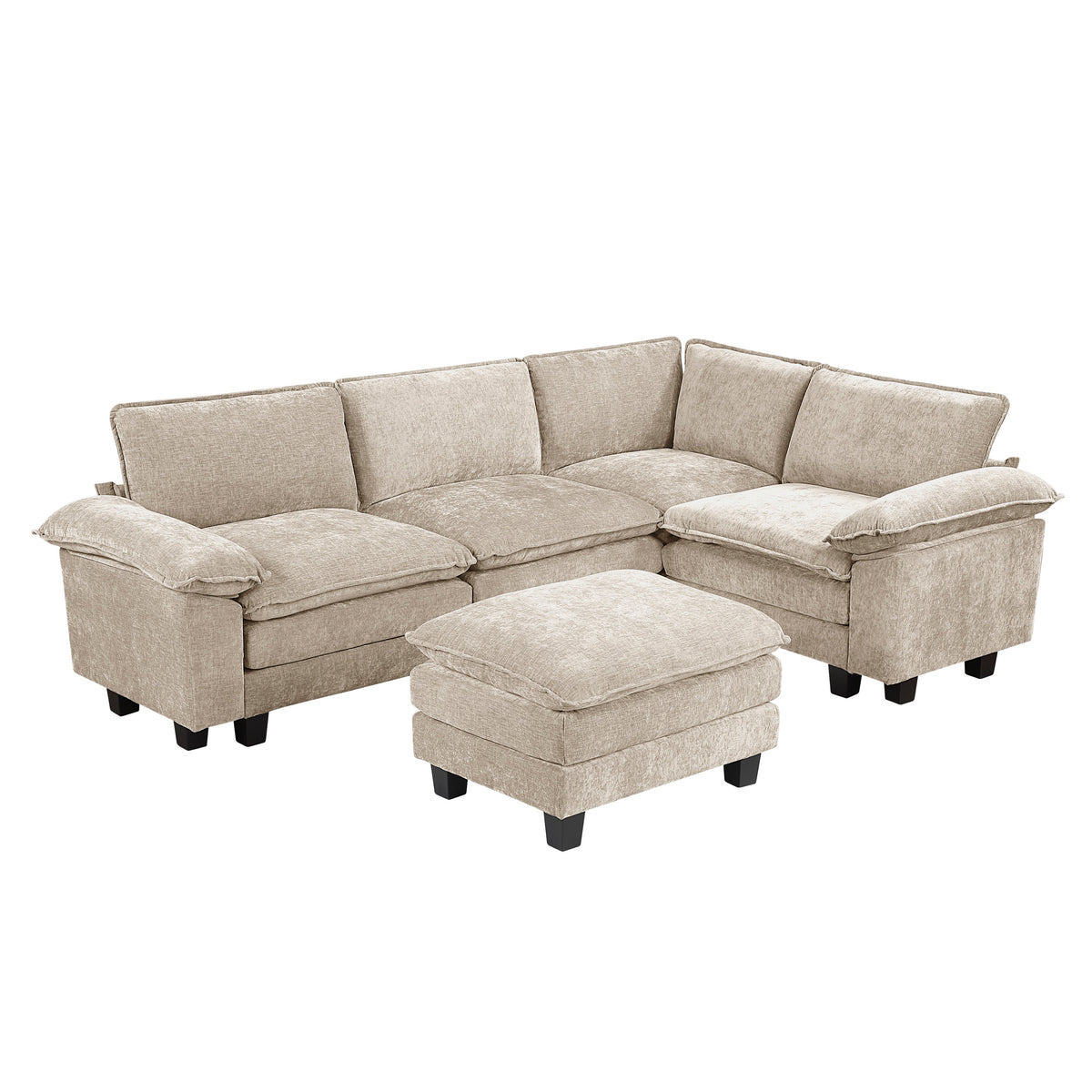 Dublin Taupe 5-Piece Modular Sectional with Ottoman by Homelegance at Eve Furniture