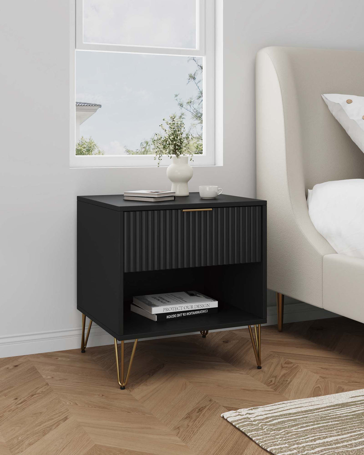 DUMBO 1.0 Nightstand in Black by Manhattan Comfort at Eve Furniture