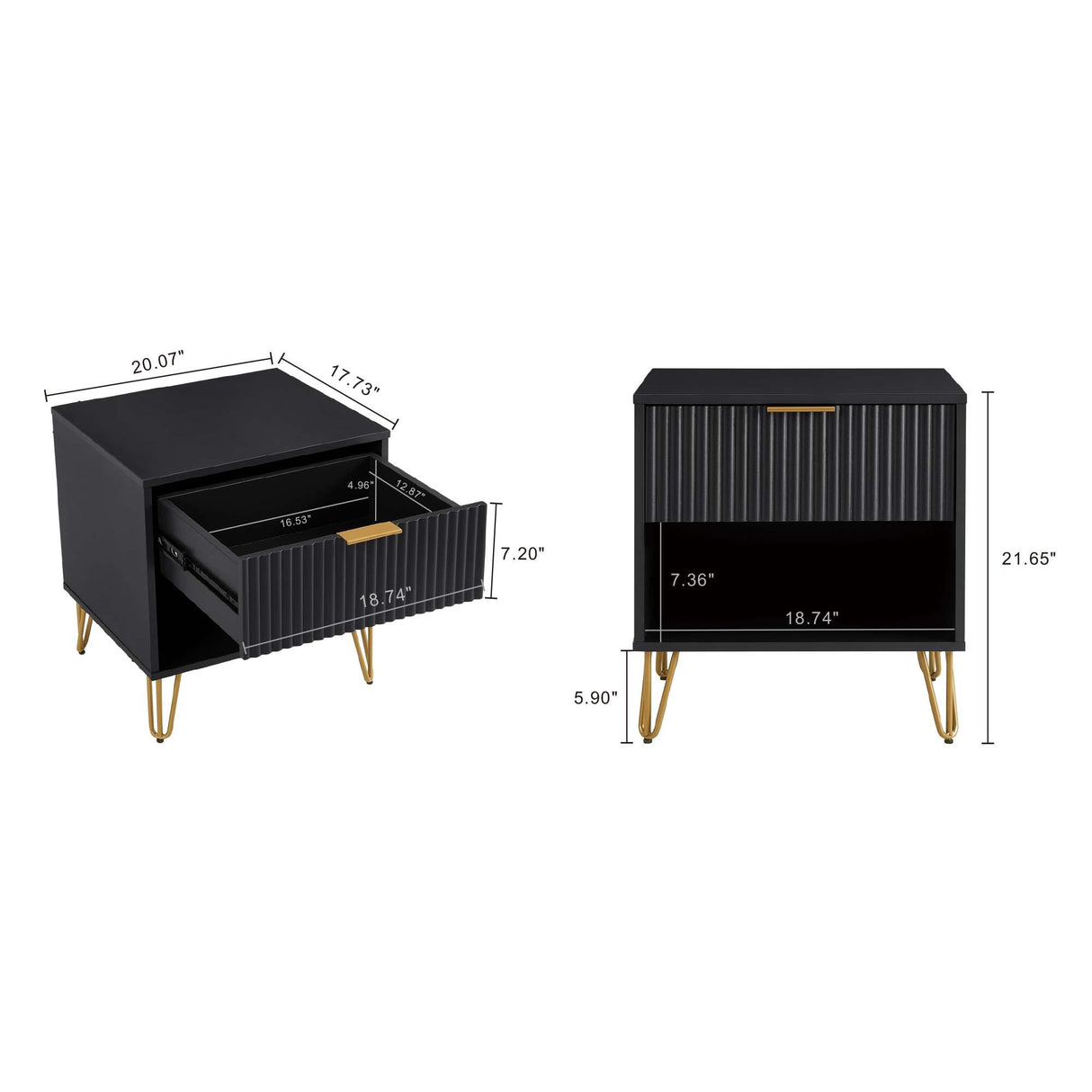 DUMBO 1.0 Nightstand in Black by Manhattan Comfort at Eve Furniture