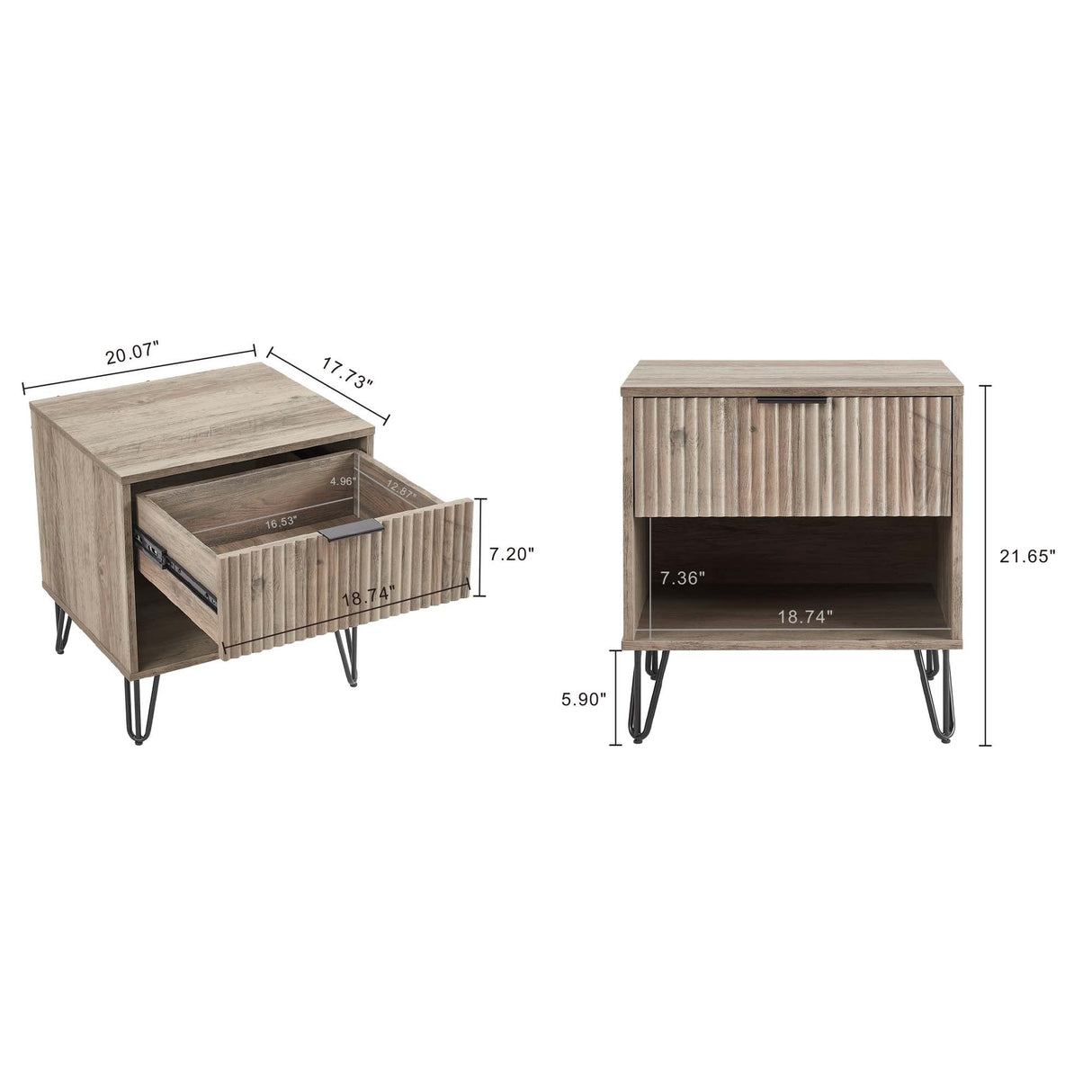 DUMBO 1.0 Nightstand in Rustic Grey by Manhattan Comfort at Eve Furniture