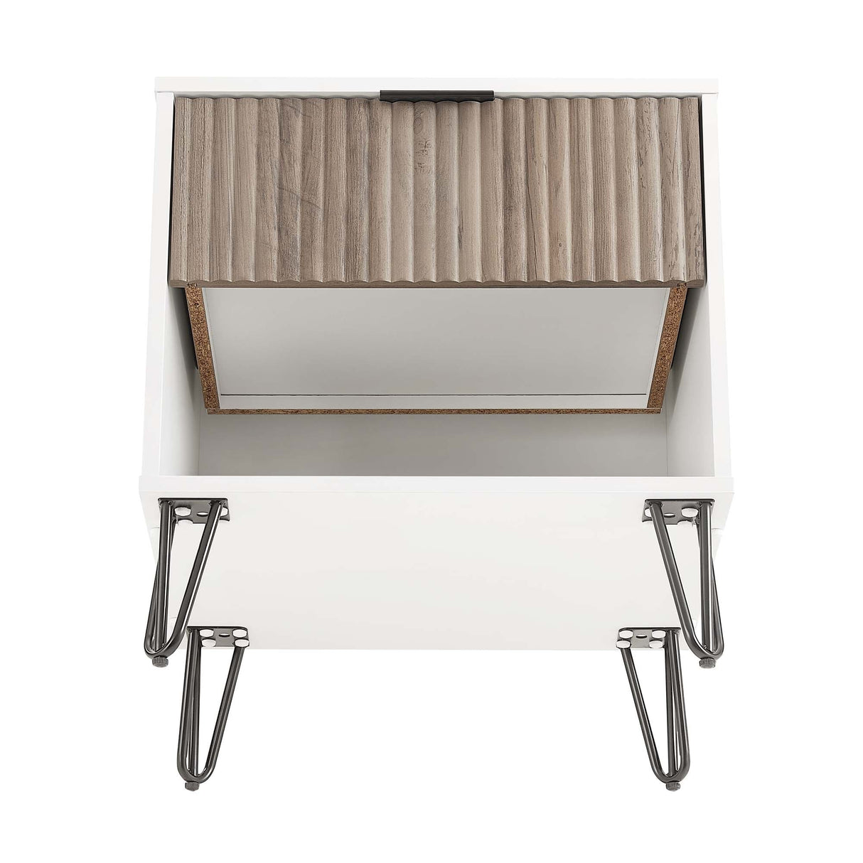 DUMBO 1.0 Nightstand in White and Rustic Grey by Manhattan Comfort at Eve Furniture