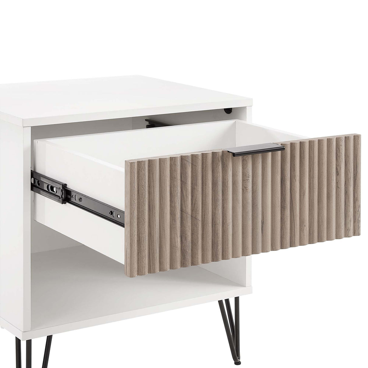 DUMBO 1.0 Nightstand in White and Rustic Grey by Manhattan Comfort at Eve Furniture