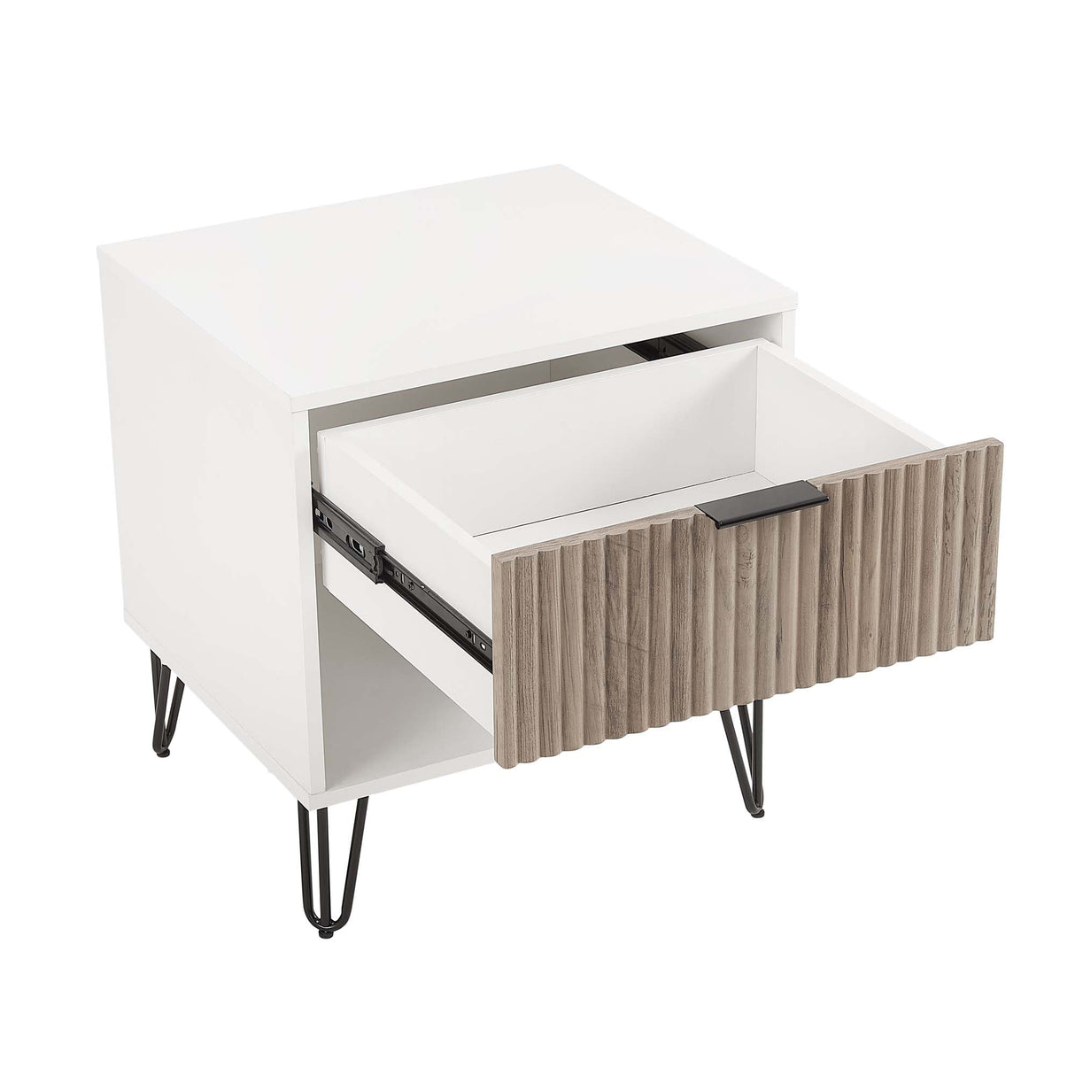 DUMBO 1.0 Nightstand in White and Rustic Grey by Manhattan Comfort at Eve Furniture