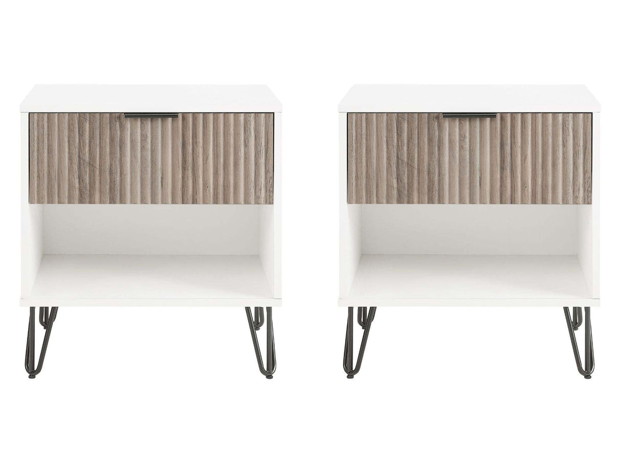 DUMBO 1.0 Nightstand in White and Rustic Grey (set of 2) by Manhattan Comfort at Eve Furniture