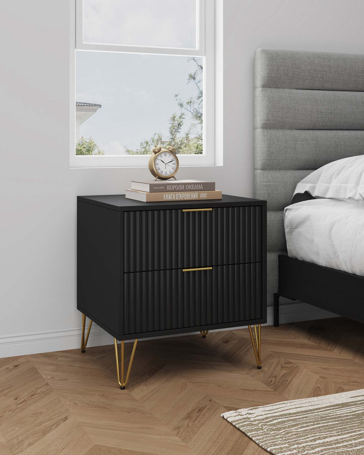 DUMBO 2.0 Nightstand in Black by Manhattan Comfort at Eve Furniture