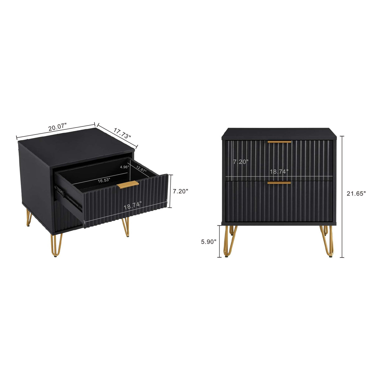 DUMBO 2.0 Nightstand in Black by Manhattan Comfort at Eve Furniture