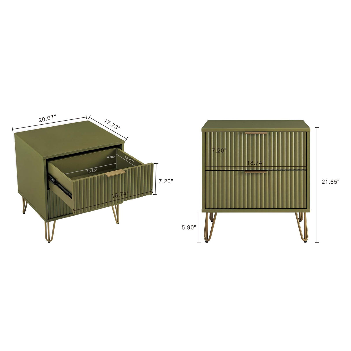 DUMBO 2.0 Nightstand in Olive Green by Manhattan Comfort at Eve Furniture