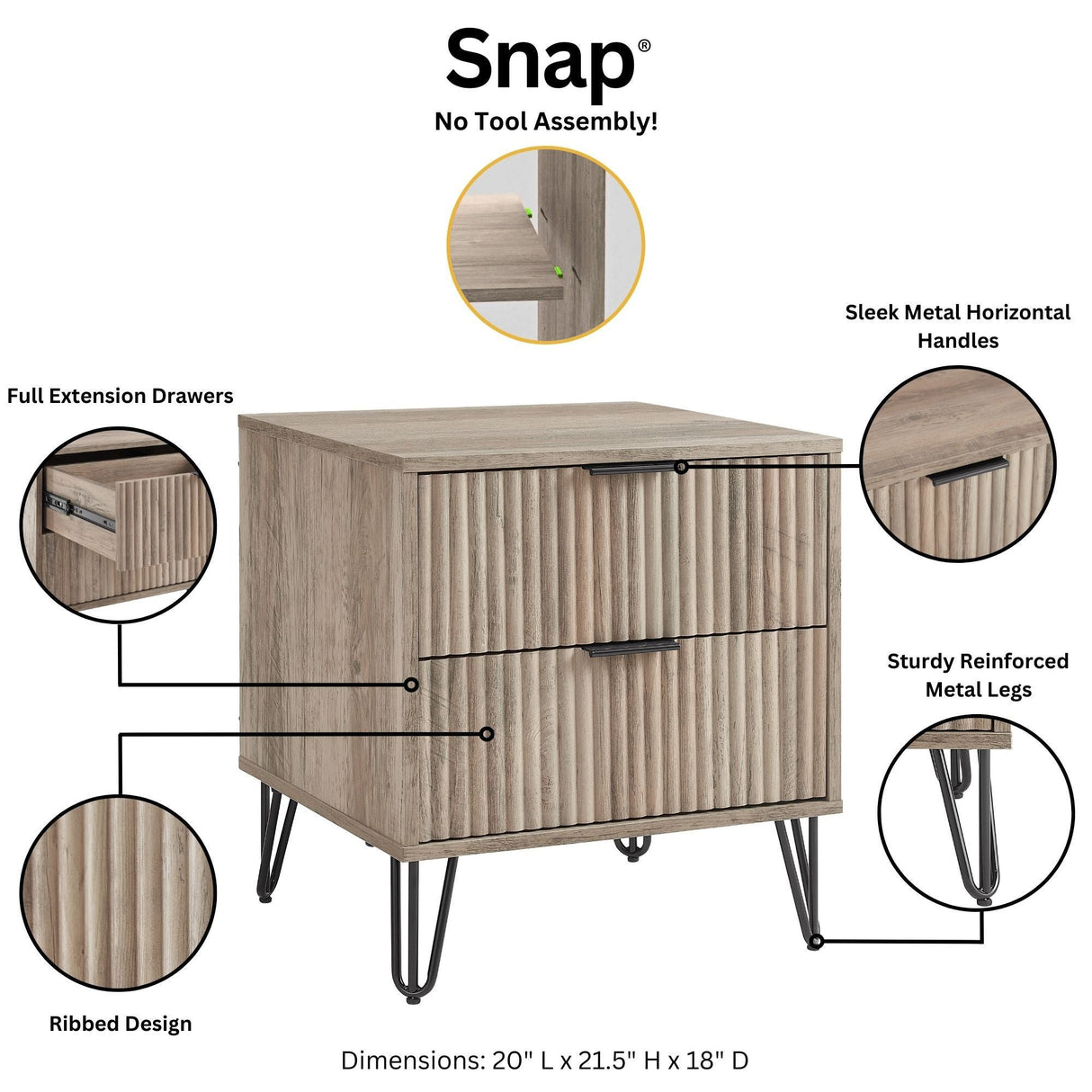 DUMBO 2.0 Nightstand in Rustic Grey by Manhattan Comfort at Eve Furniture