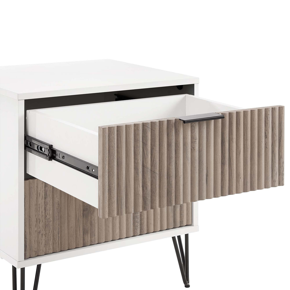 DUMBO 2.0 Nightstand in White and Rustic Grey by Manhattan Comfort at Eve Furniture