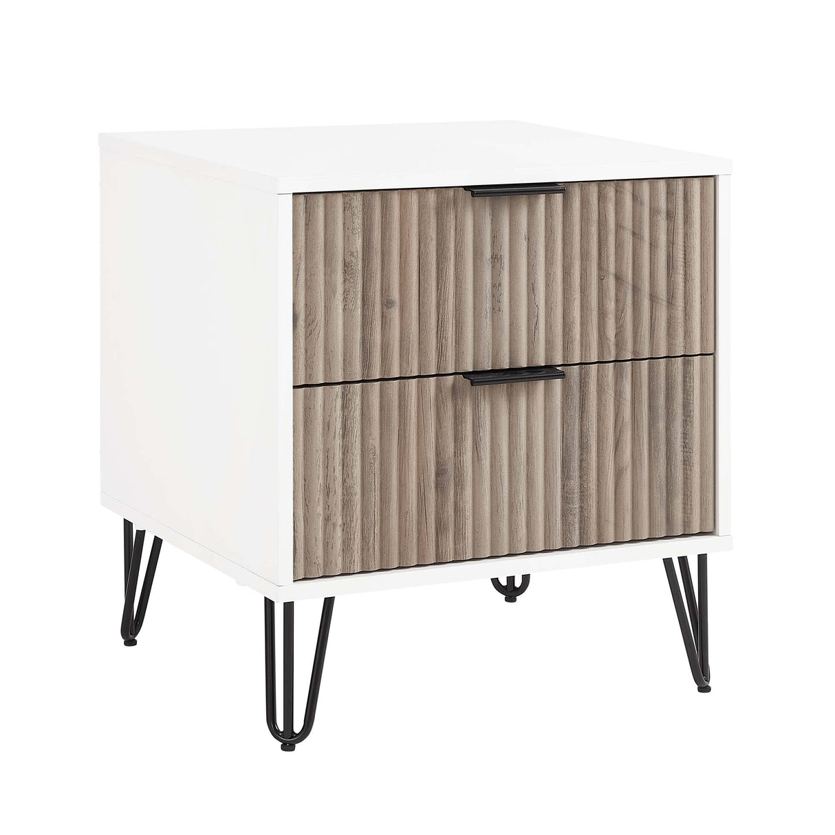 DUMBO 2.0 Nightstand in White and Rustic Grey by Manhattan Comfort at Eve Furniture